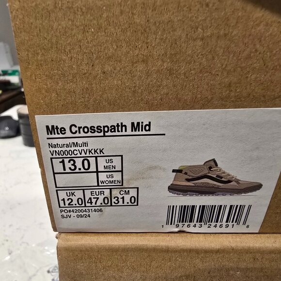 Vans MTE CrossPath Mid Natural / Tan Sneakers Hiking Shoes Men's Size 13 NEW - Picture 10 of 10